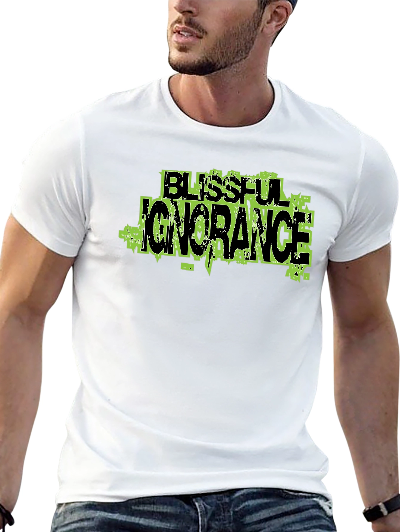 Blissful Ignorance Graphic Print Black T-Shirt