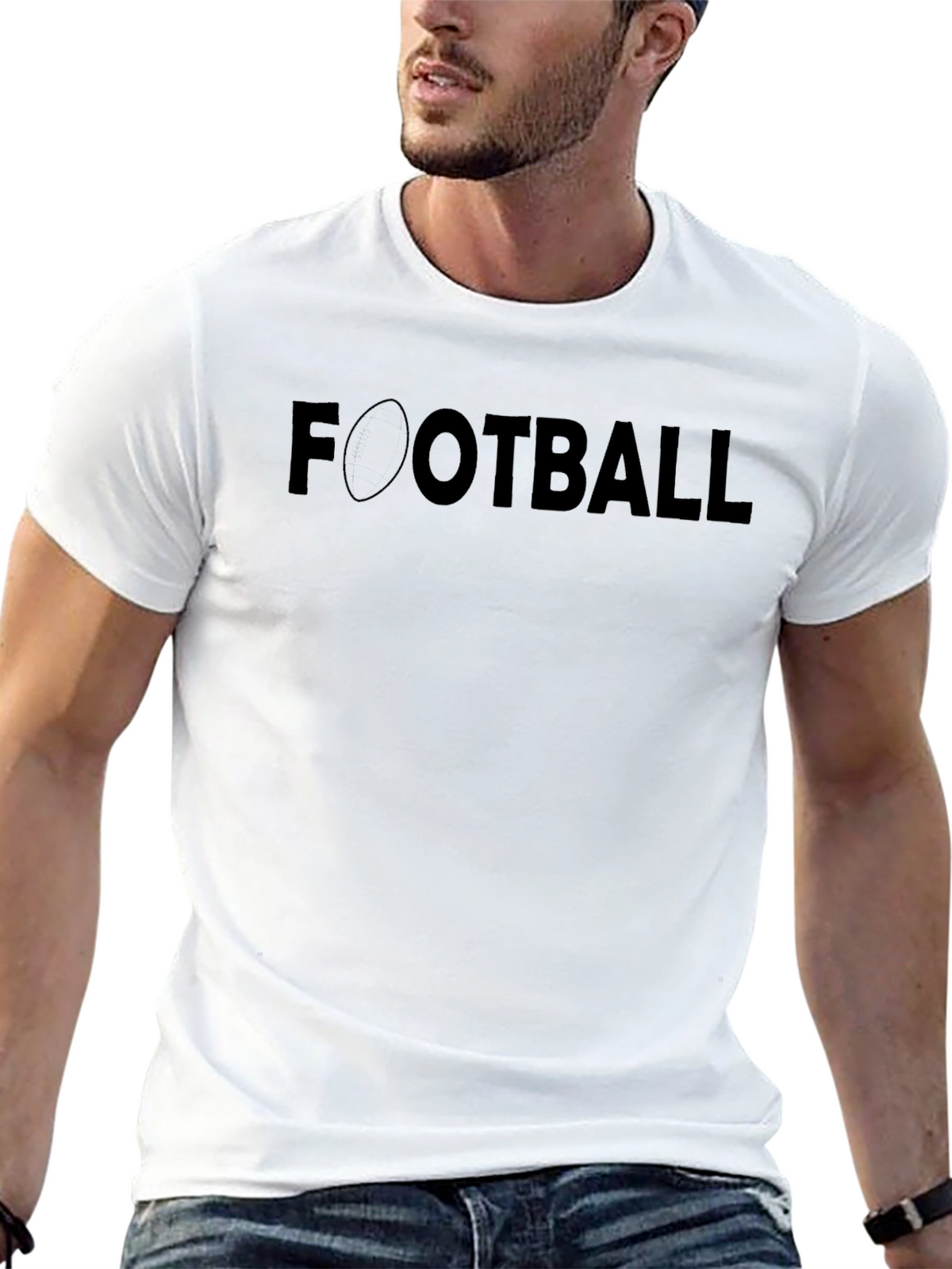 Football Graphic Print T-Shirt - Black