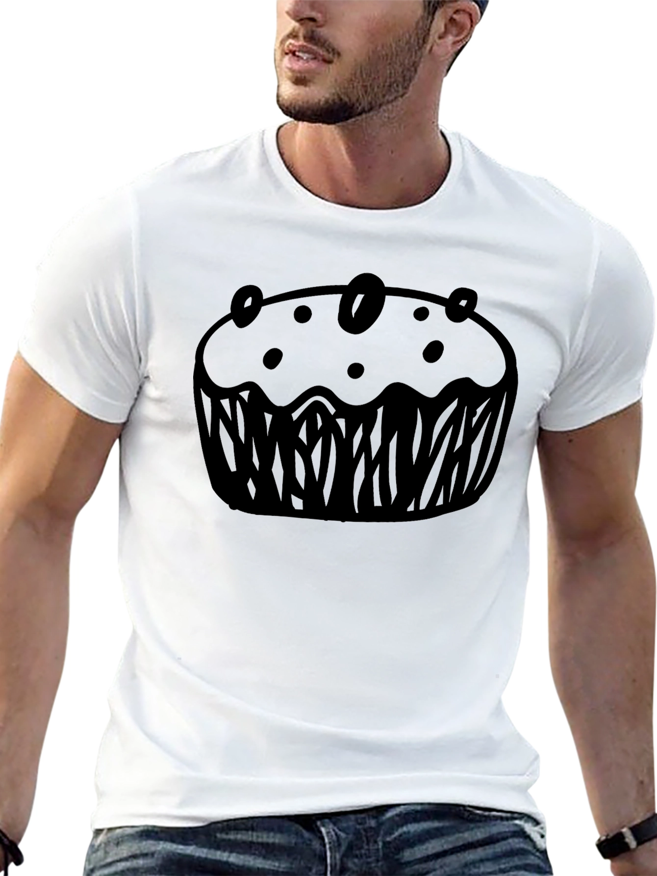 Muffin Graphic Black T-Shirt Casual Wear