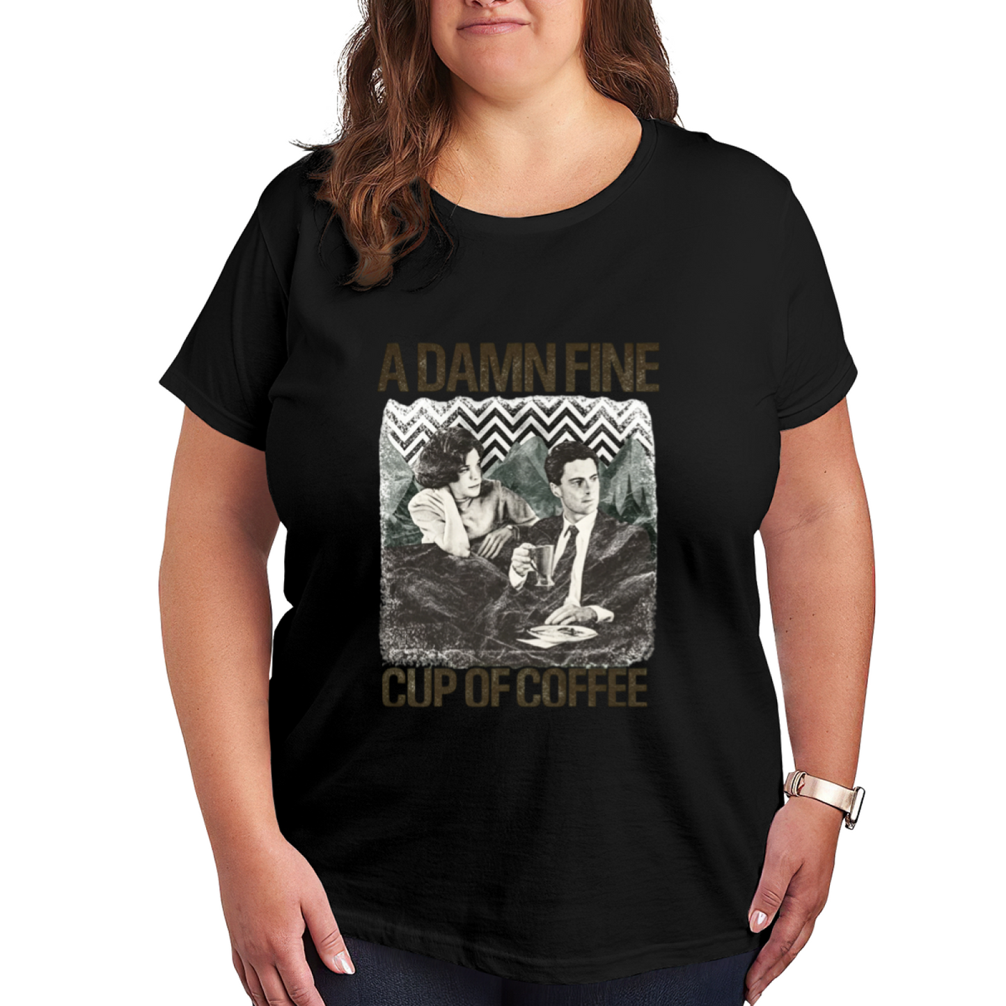 Retro Twin Peaks Coffee Movie Plus Size Women Tee
