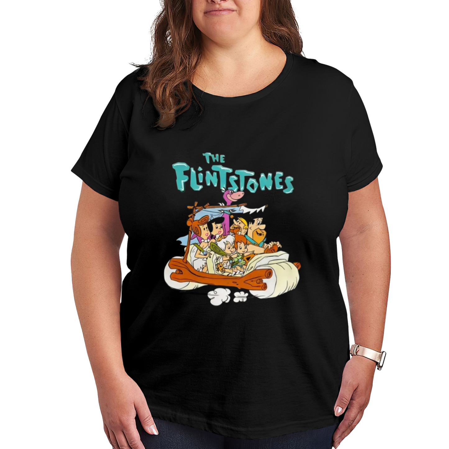 Retro The Flintstones Family Plus Size Graphic T-Shirt