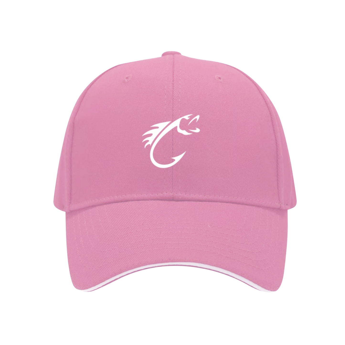 Stylish Fishing Hook Logo Red Sandwich Brim Baseball Cap Outdoor Angler Hat