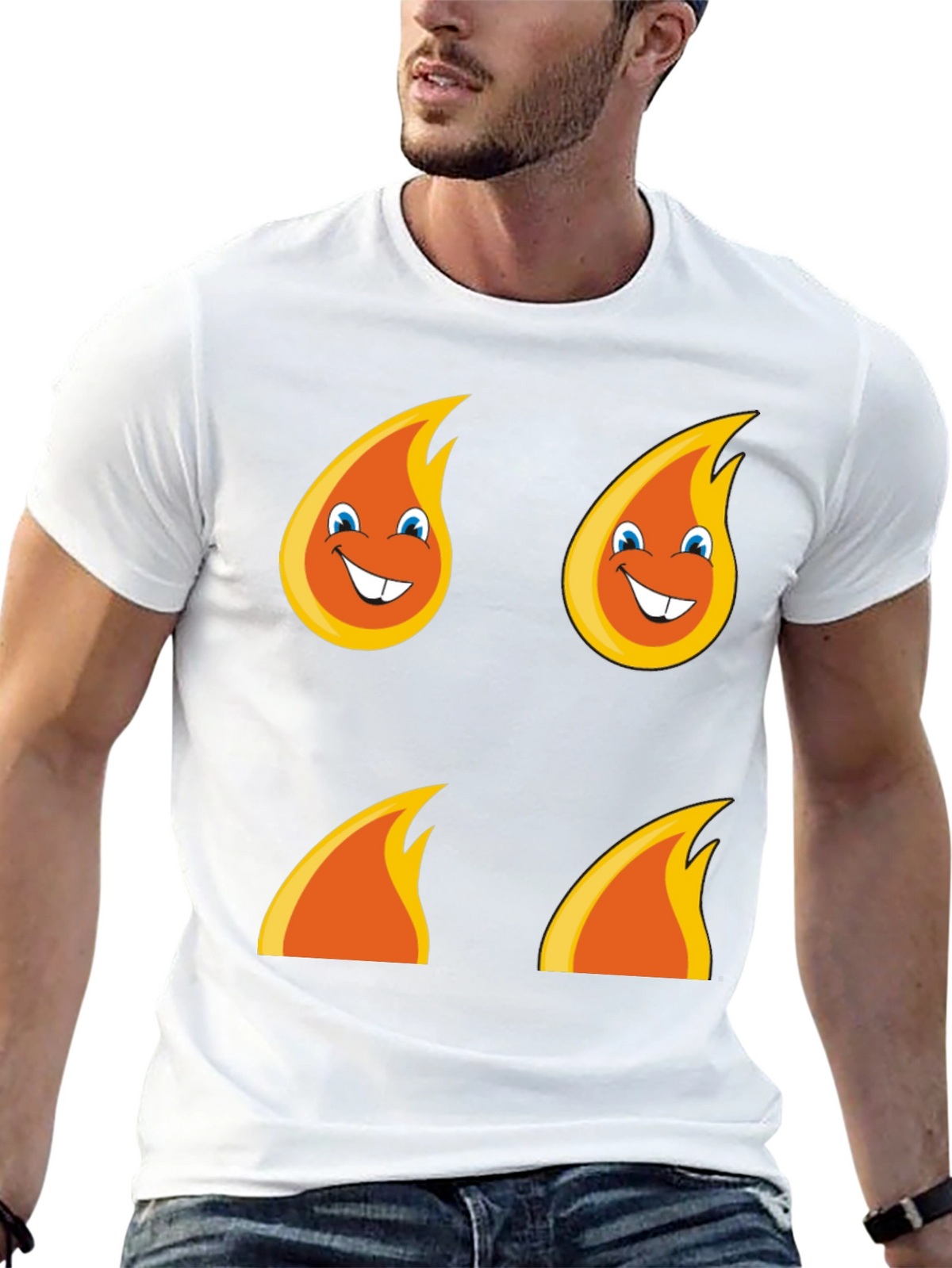 Funny Flame Graphic T-Shirt - Black Cotton Tee