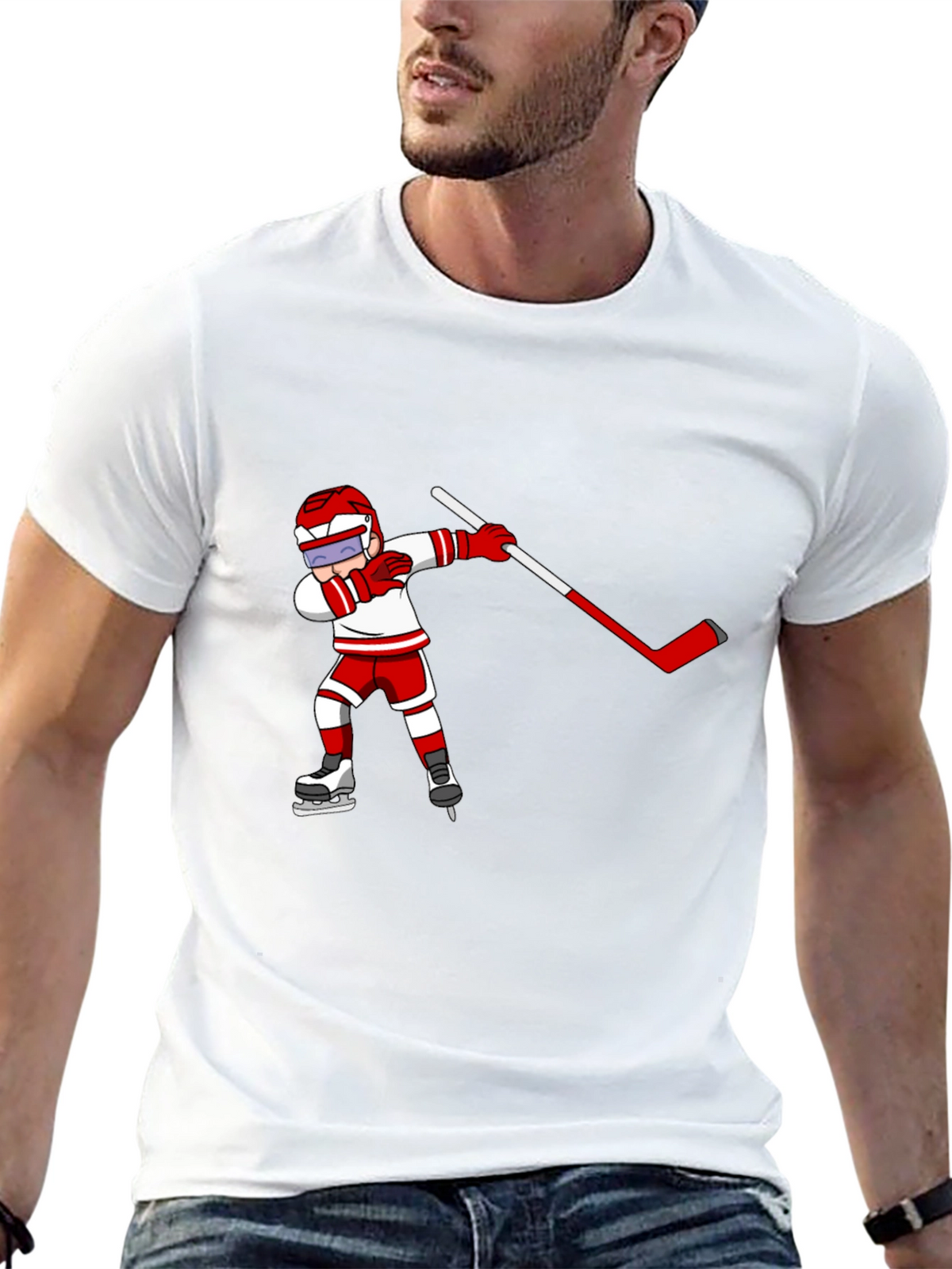 Hockey Player Dabbing Black T-Shirt