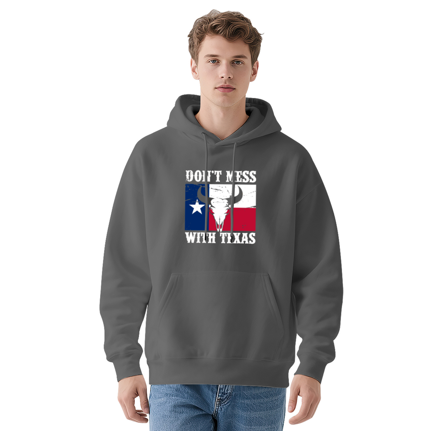 Don¡¯t Mess With Texas Flag Longhorn Hoodie, Men Comfort Patriotic Navy Hoodie
