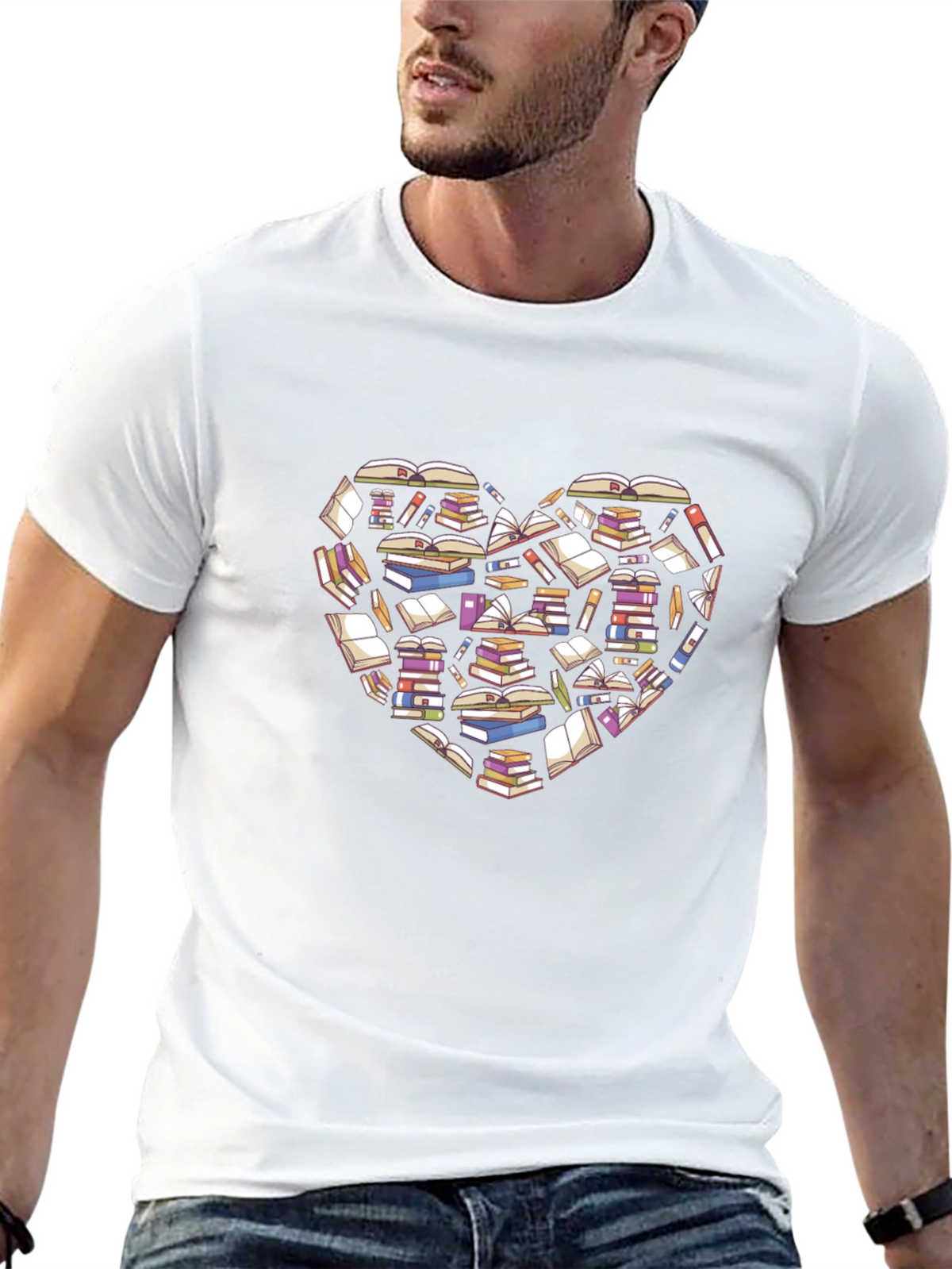 Book Lover Heart T-Shirt - Black Cotton