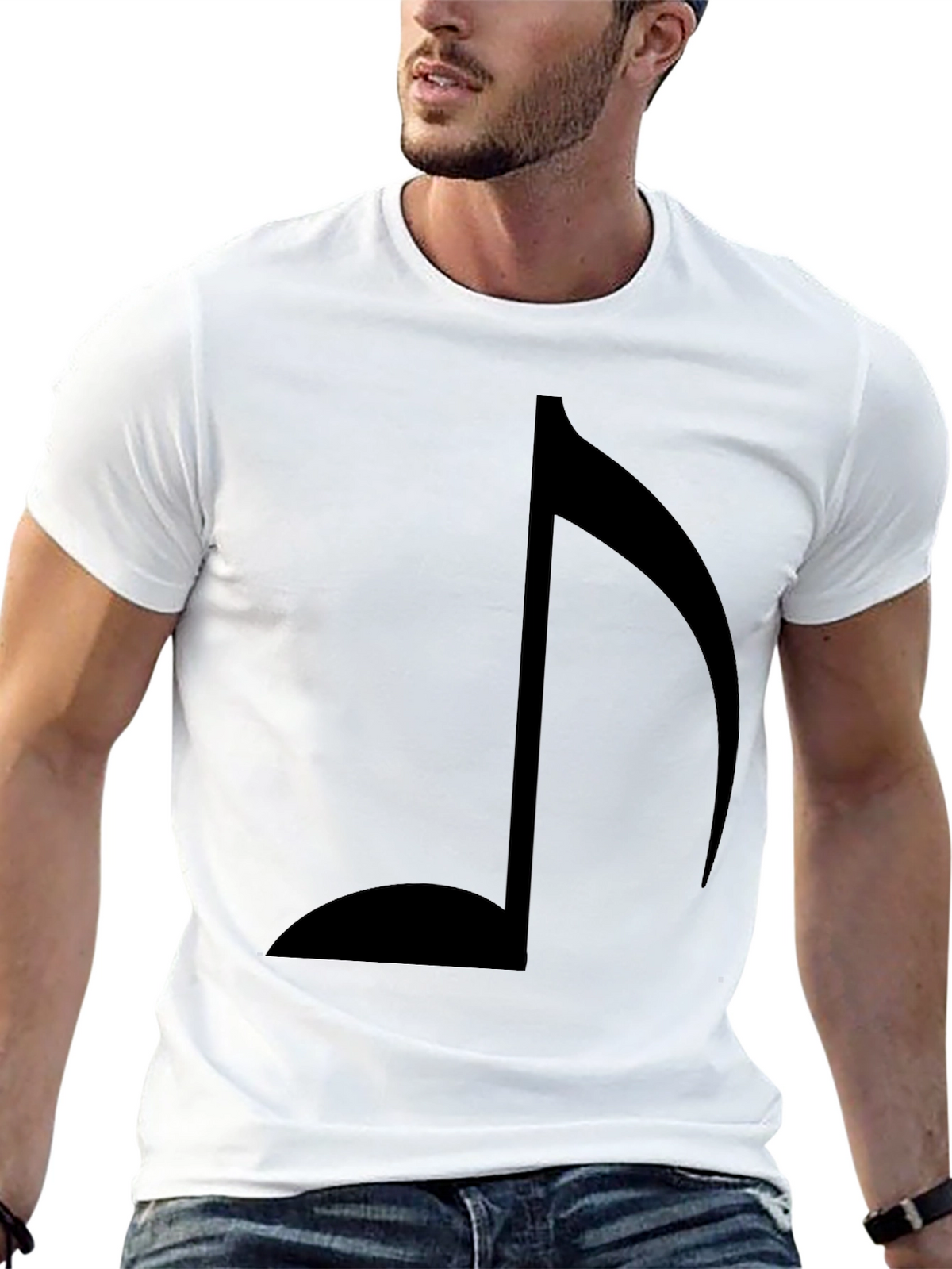 Musical Note Graphic Tee - Stylish Black T-Shirt