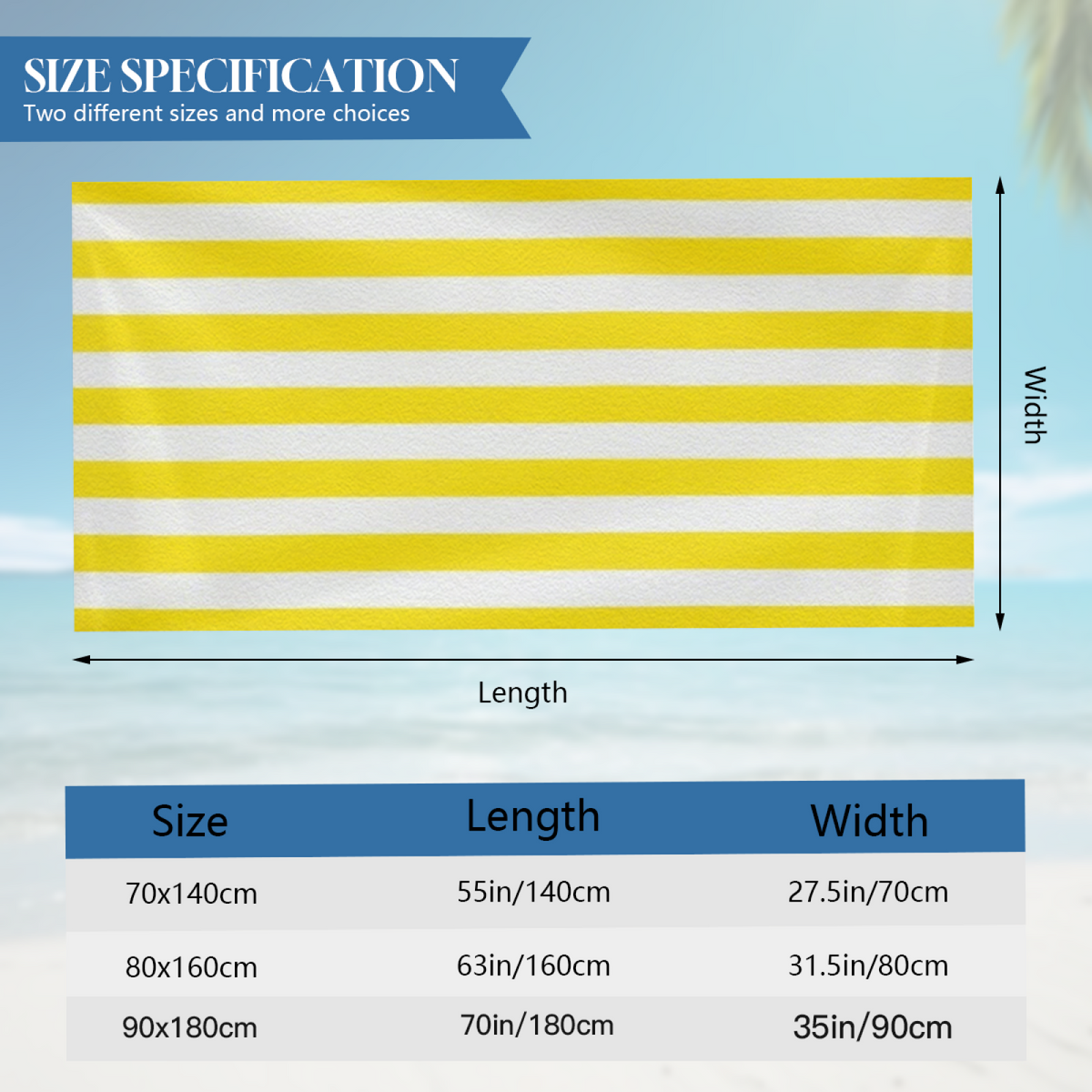 Classic Bright Yellow White Vertical Stripe Beach Towel, Ultra Fluffy Soft & Rapid Water Absorption, Full Range of Sizes, Comfortable All?Purpose Pool & Bath Towel