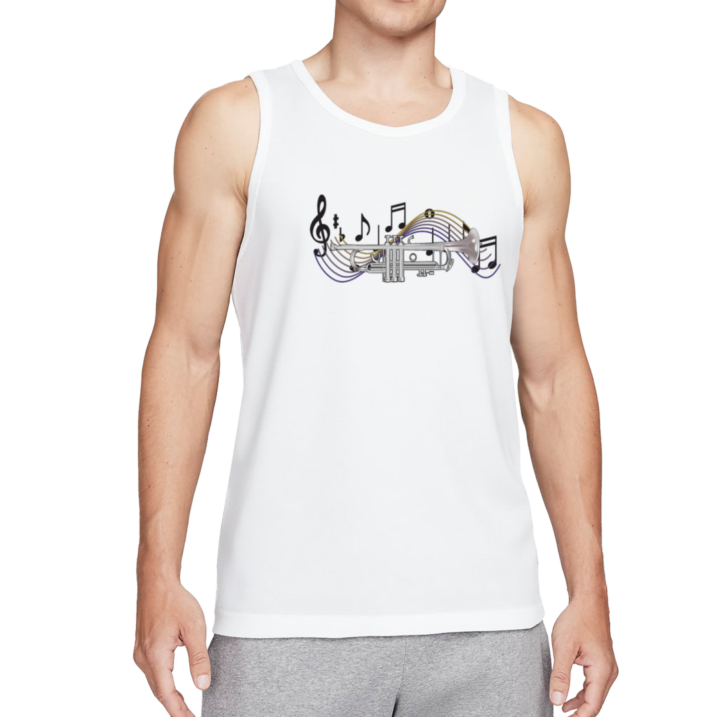 Vibrant Trumpet & Color Music Notes Men¡¯s Cotton Tank Top