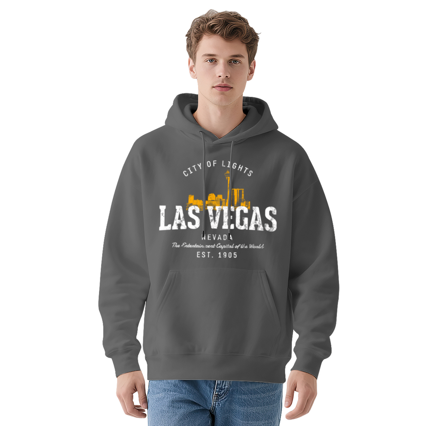 Vintage Las Vegas Cityscape Black Hoodie