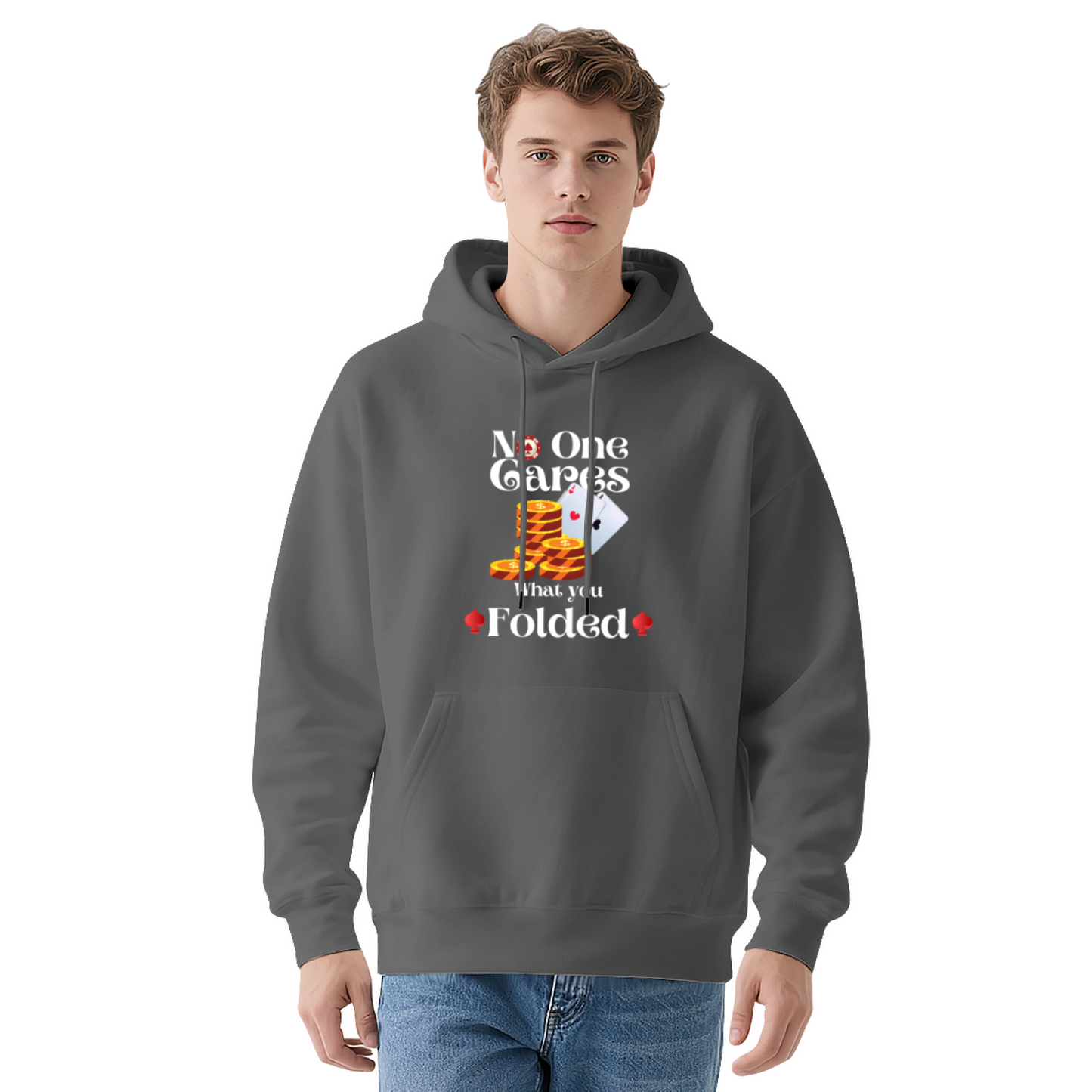 No One Cares What You Folded Poker Navy Hoodie, Comfort Card Game Casual Top