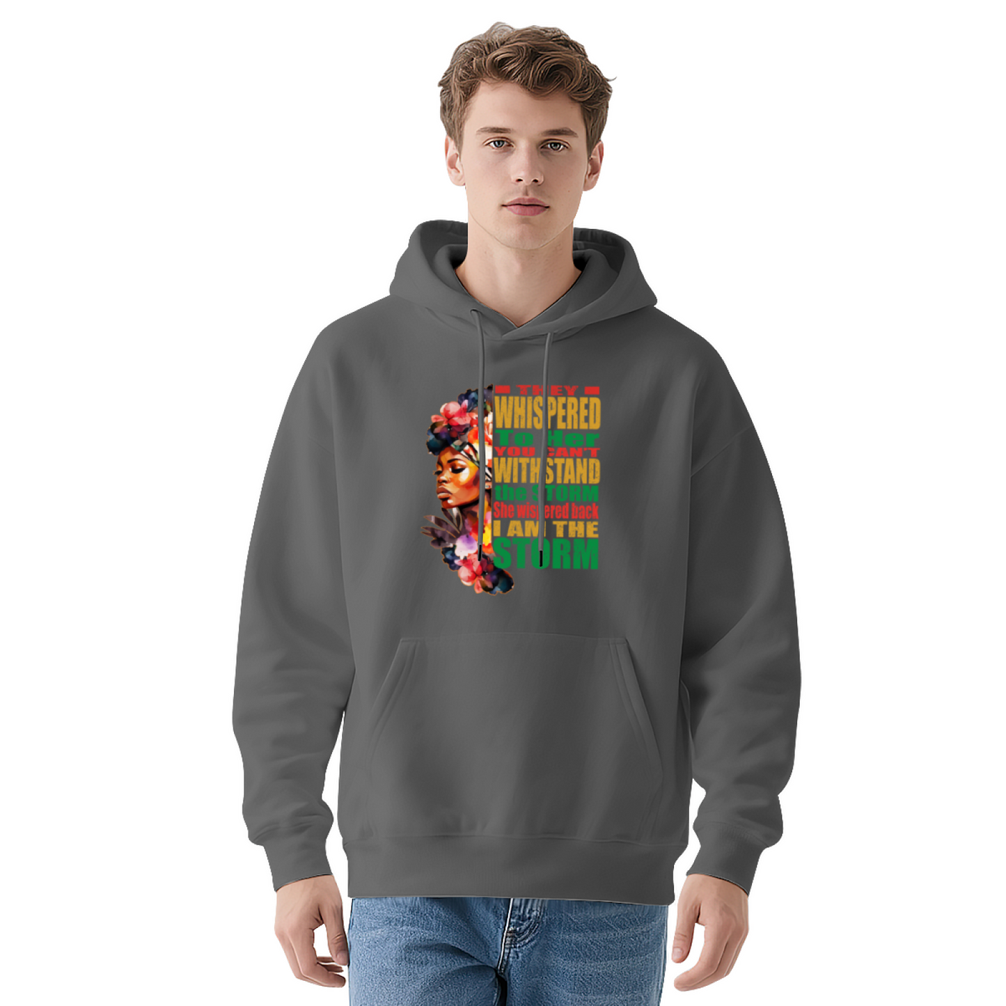 I Am The Storm Black Woman Art White Hoodie, Empowering Cozy Statement Pullover