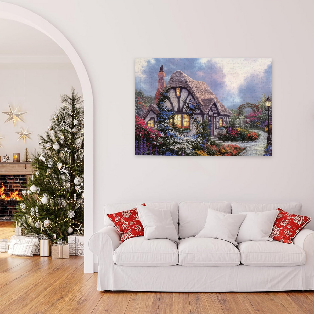 Dreamy English Country Cottage Surrounded By Blooming Garden Puzzle | 300/500/1000 Pieces
