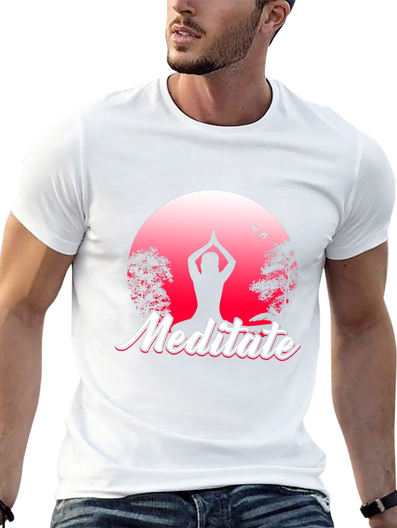 Meditate Graphic Tee - Yoga Silhouette T-Shirt