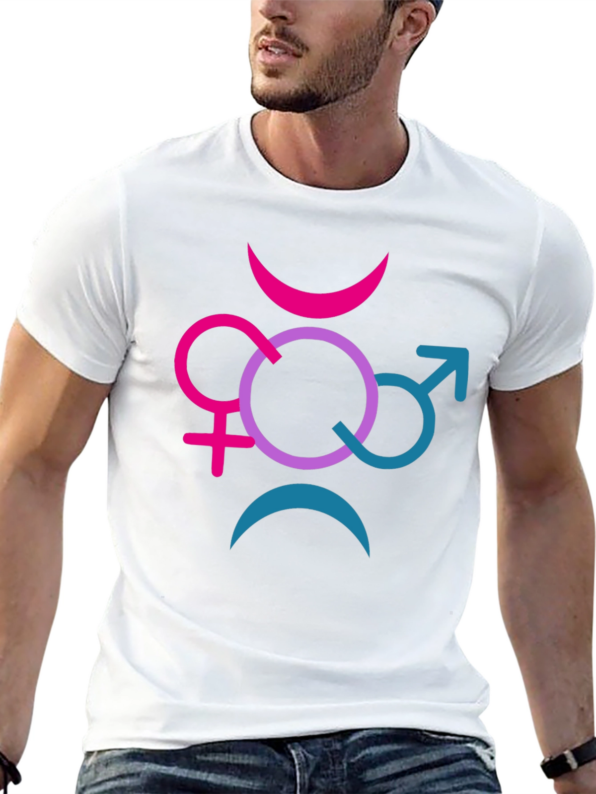 Bisexual Pride T-Shirt with Gender Symbol Design