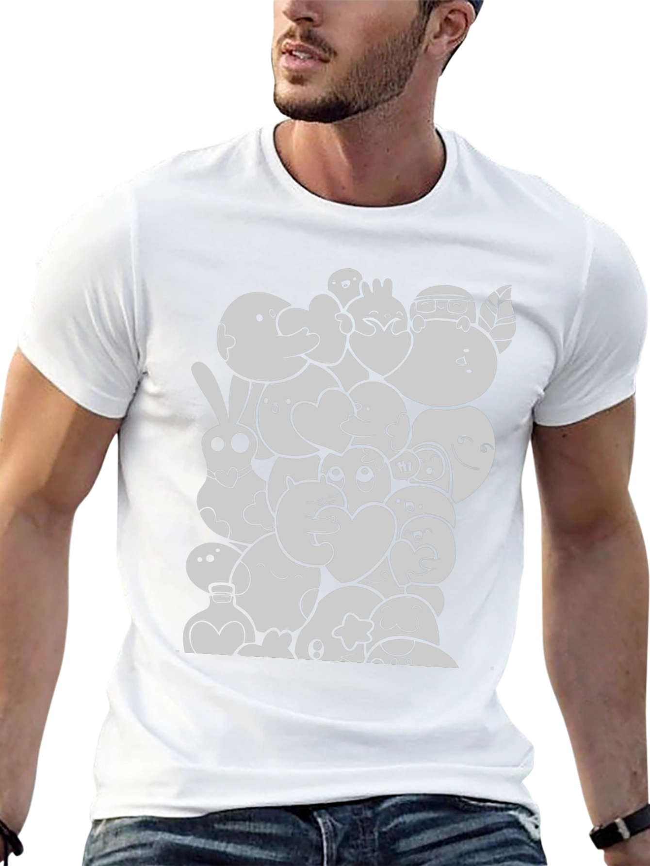 Cartoon Doodle Graphic Black T-Shirt