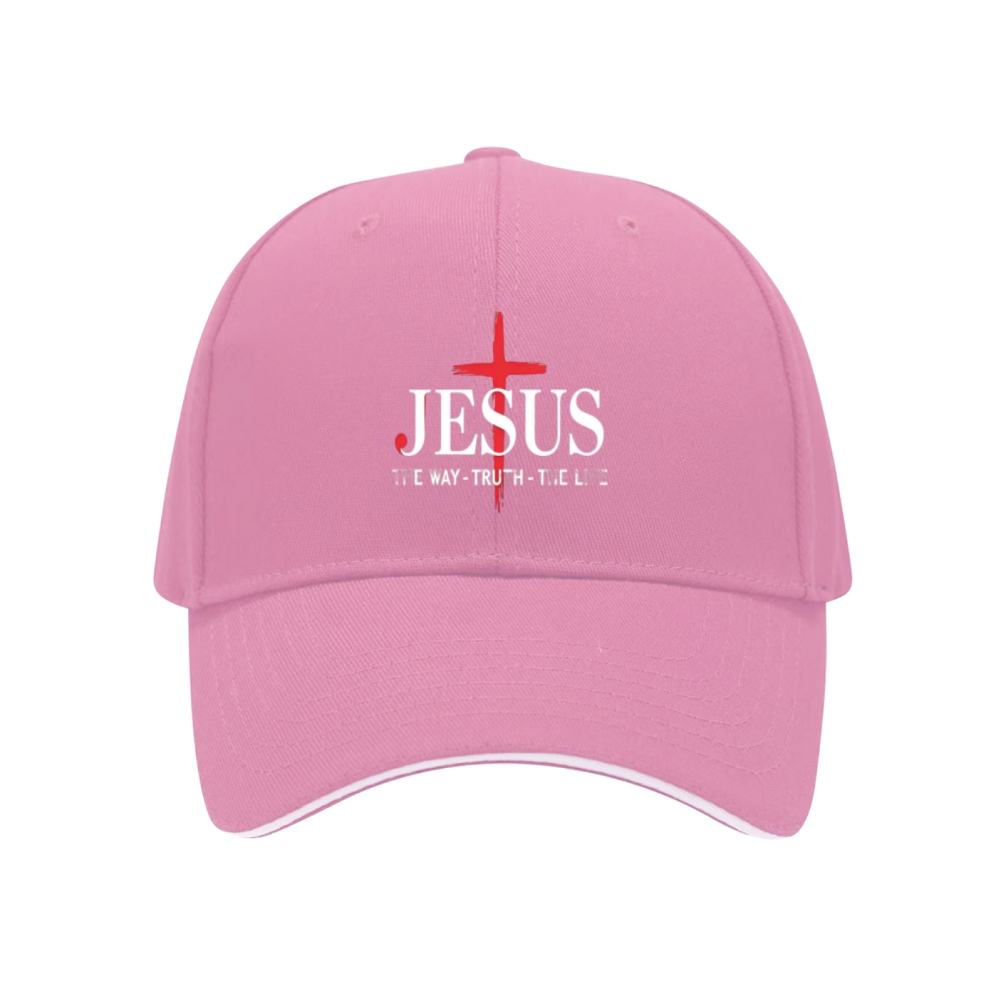 Red Cross JESUS Black Sandwich Brim Baseball Cap Classic Christian Faith Hat