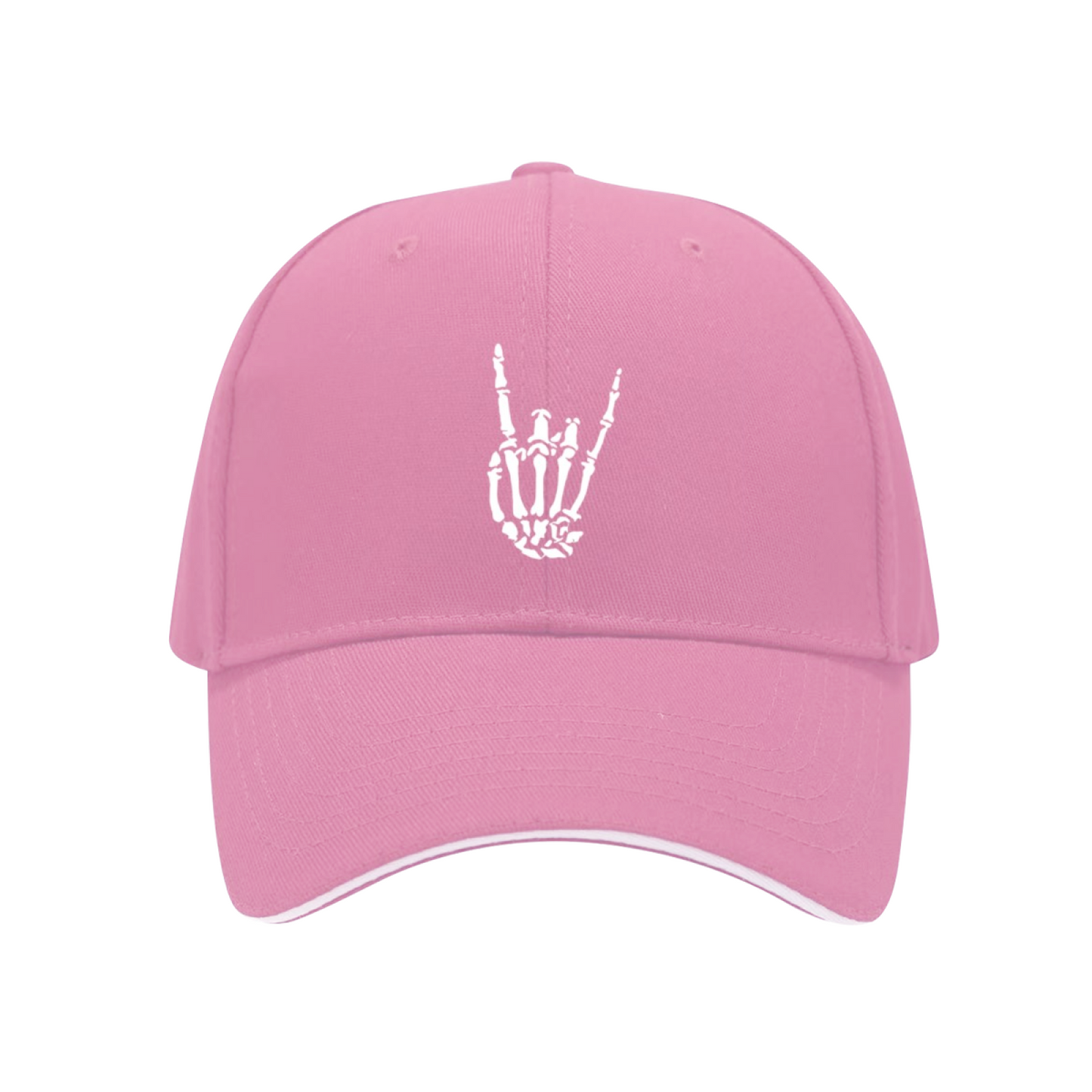 Rock Skeleton Devil Hand Sign Multi-Color Sandwich Brim Hip Hop Hat