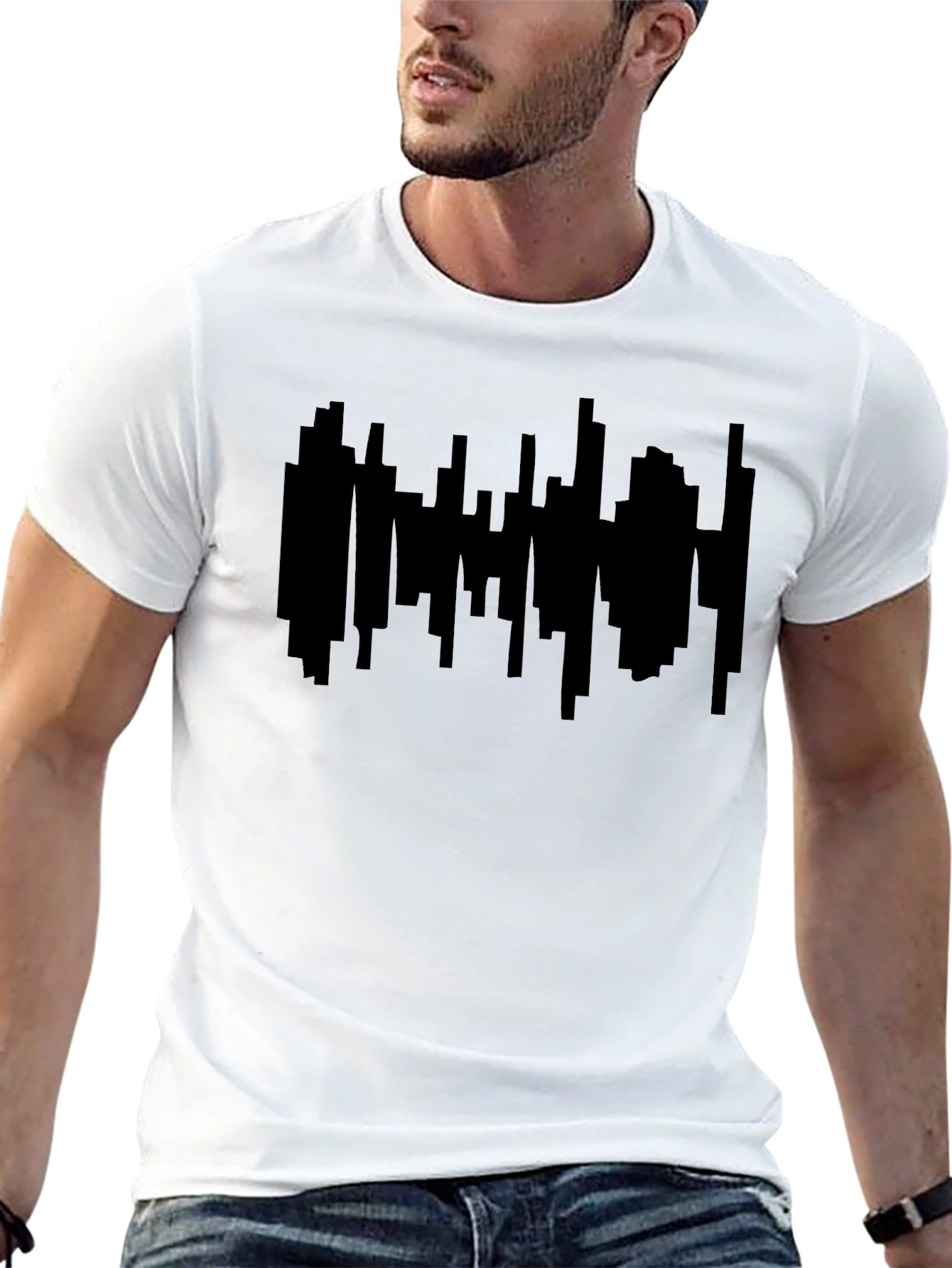 Black Cityscape Graphic Print T-Shirt
