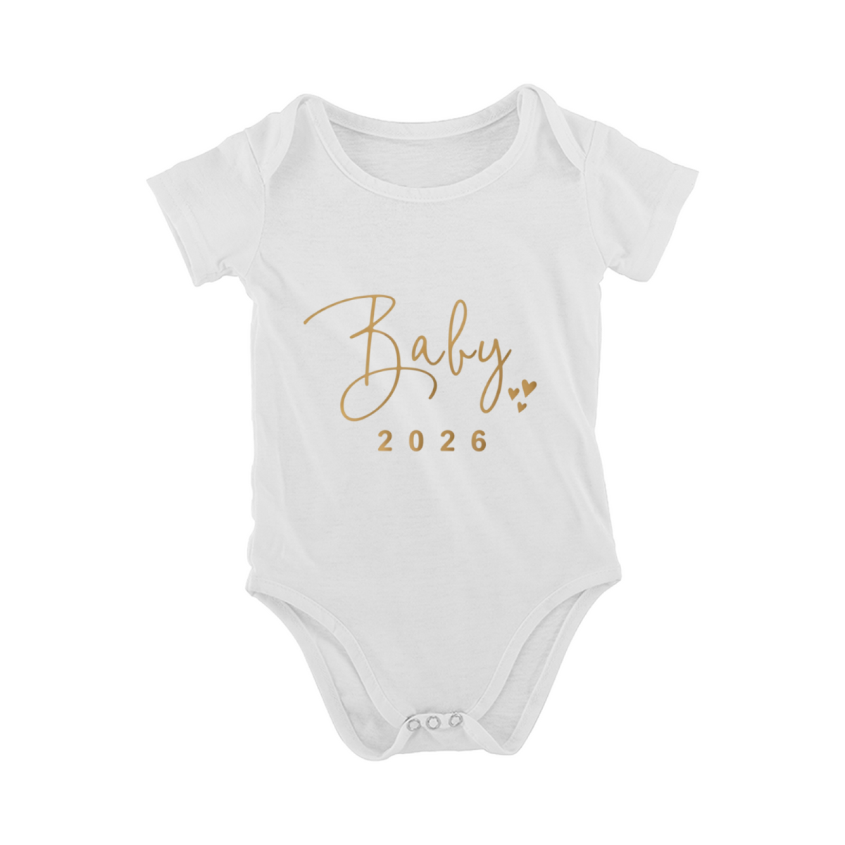 Elegant Gold Baby 2026 Script Black Baby Bodysuit Birth Announcement