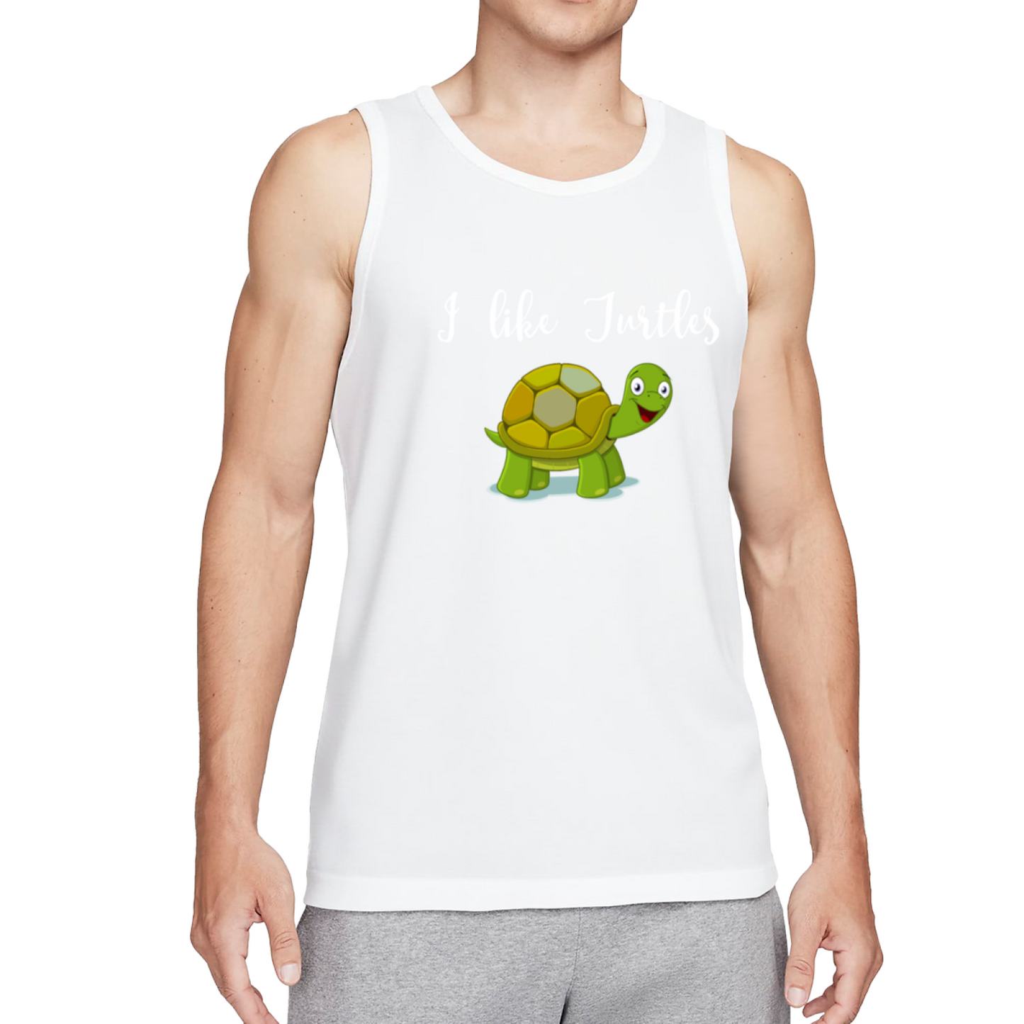 Cute Cartoon I Like Turtles Animal Lover Men Sleeveless Top