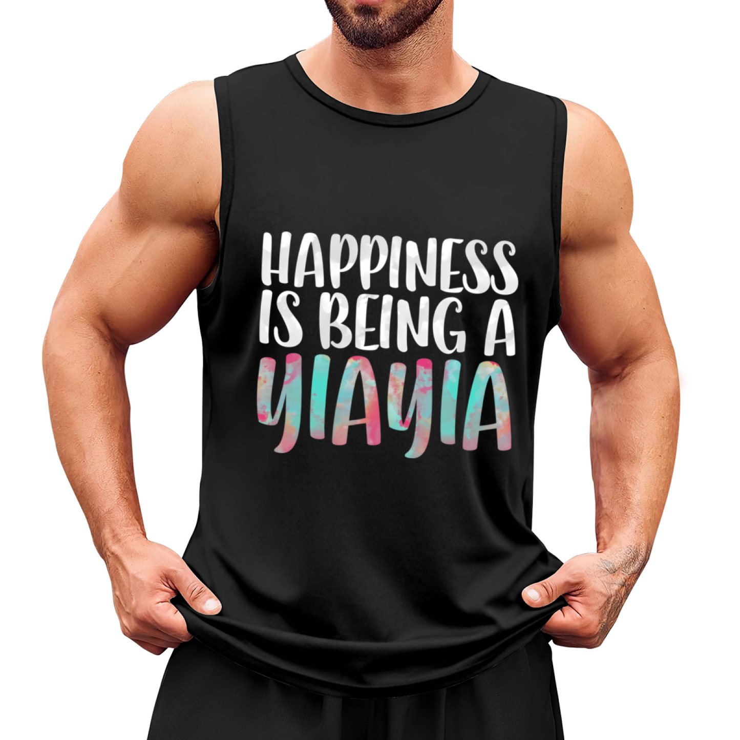 Happiness Is Being A Yiayia Colorful Letter Sleeveless Shirt