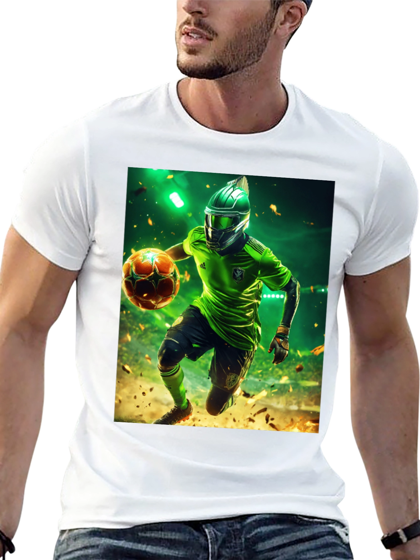 Futuristic Soccer Player Graphic Tee