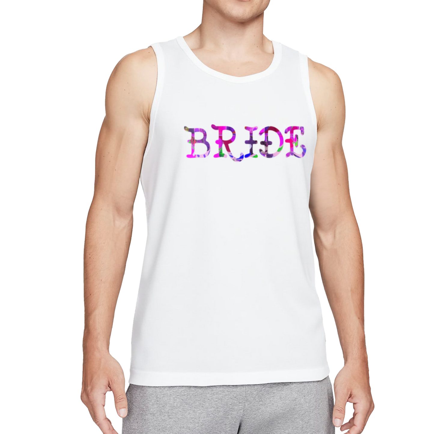 Colorful Tie Dye BRIDE Letter Bachelorette Men¡¯s Casual Tank Top
