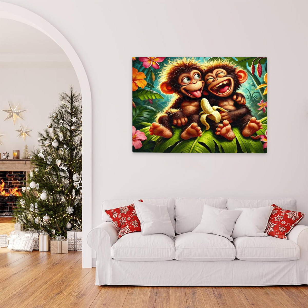 Two Playful Baby Chimps Tropical Jungle Banana Fun Puzzle