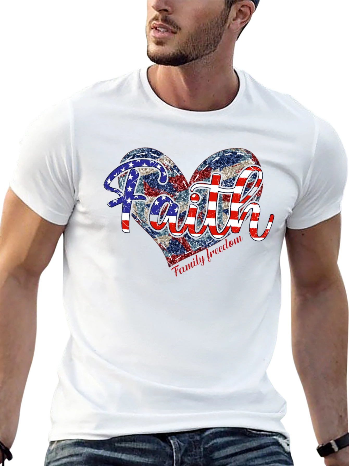 Faith Family Freedom Patriotic Heart T-Shirt