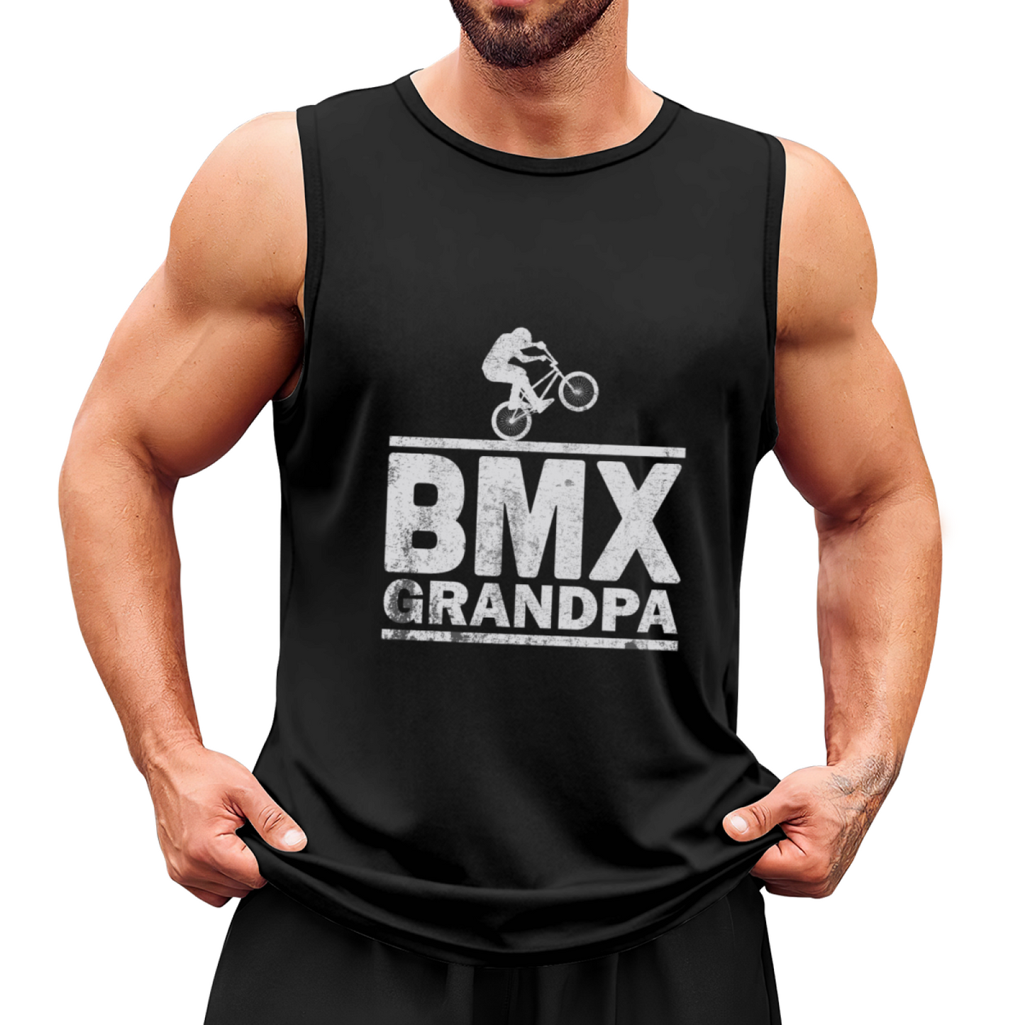 Distressed BMX Grandpa Bike Rider Hobby Tank Top