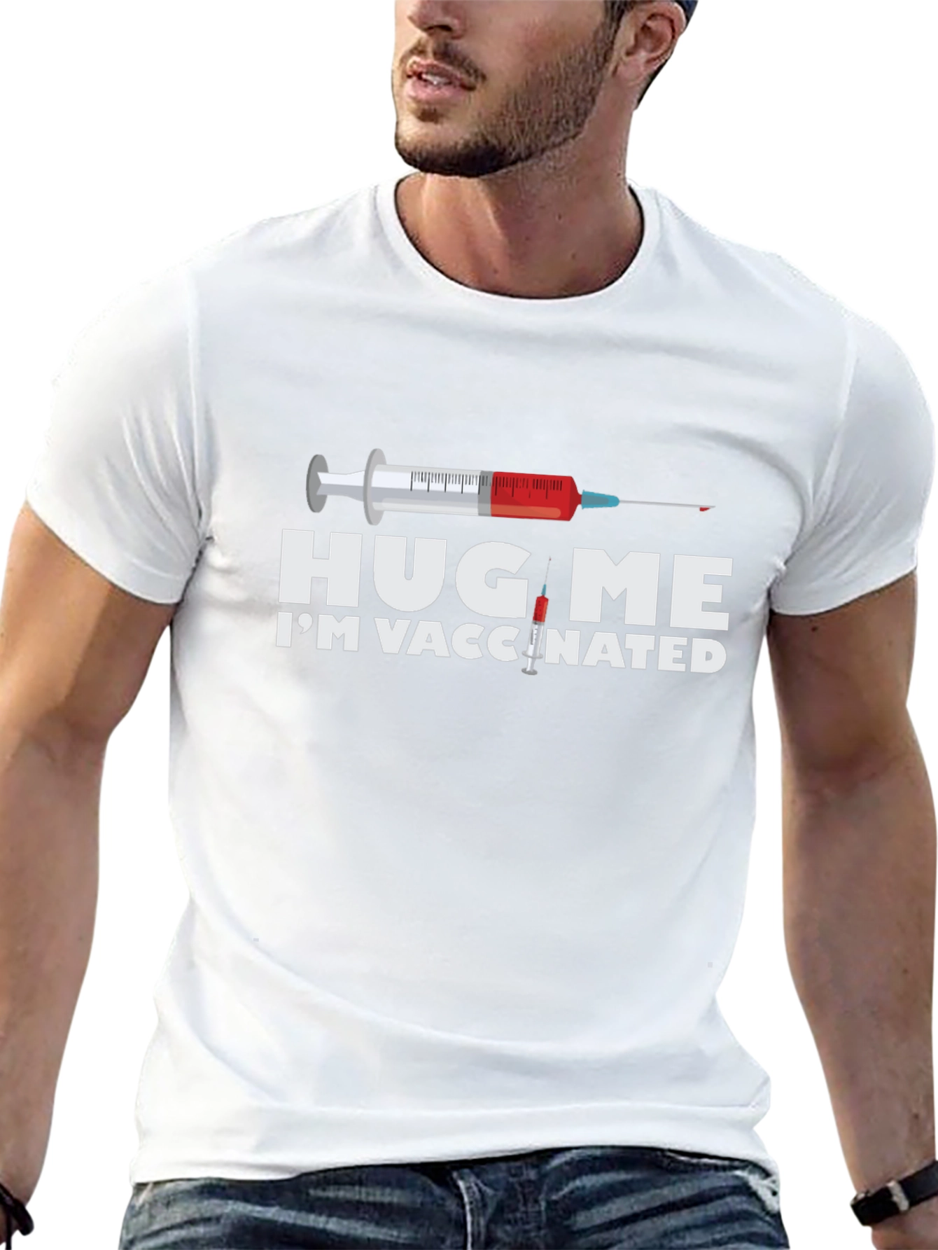Hug Me Im Vaccinated Graphic T-Shirt