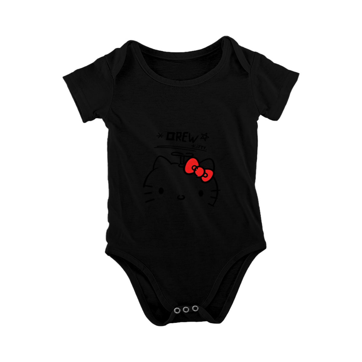 Minimalist Drew Hello Kitty Cute White Baby Bodysuit