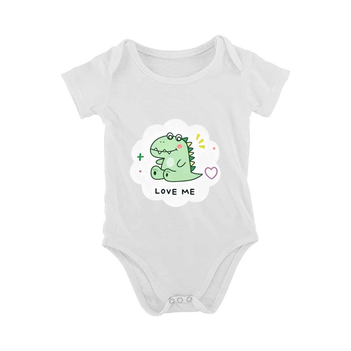 Lovely Green Dinosaur LOVE ME Cartoon Black Baby Bodysuit