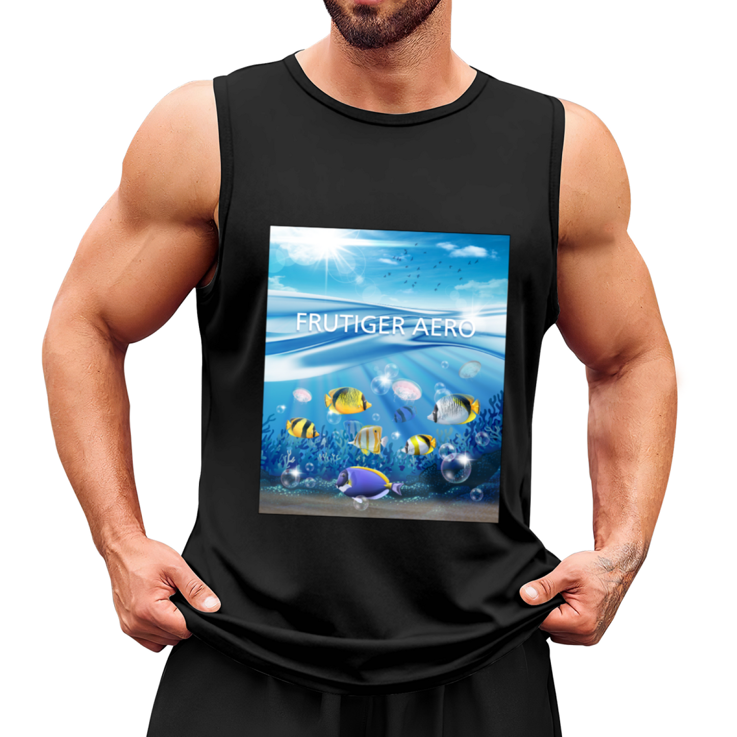 Frutiger Aero Retro Underwater Tropical Fish Men Tank Top