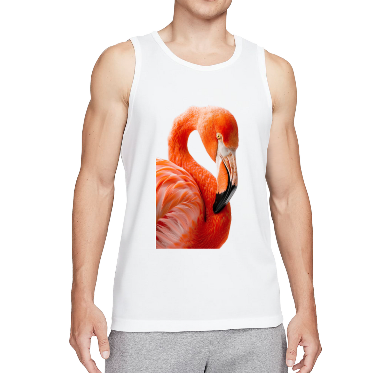 Vivid Real Flamingo Portrait Sleeveless Tank For Men