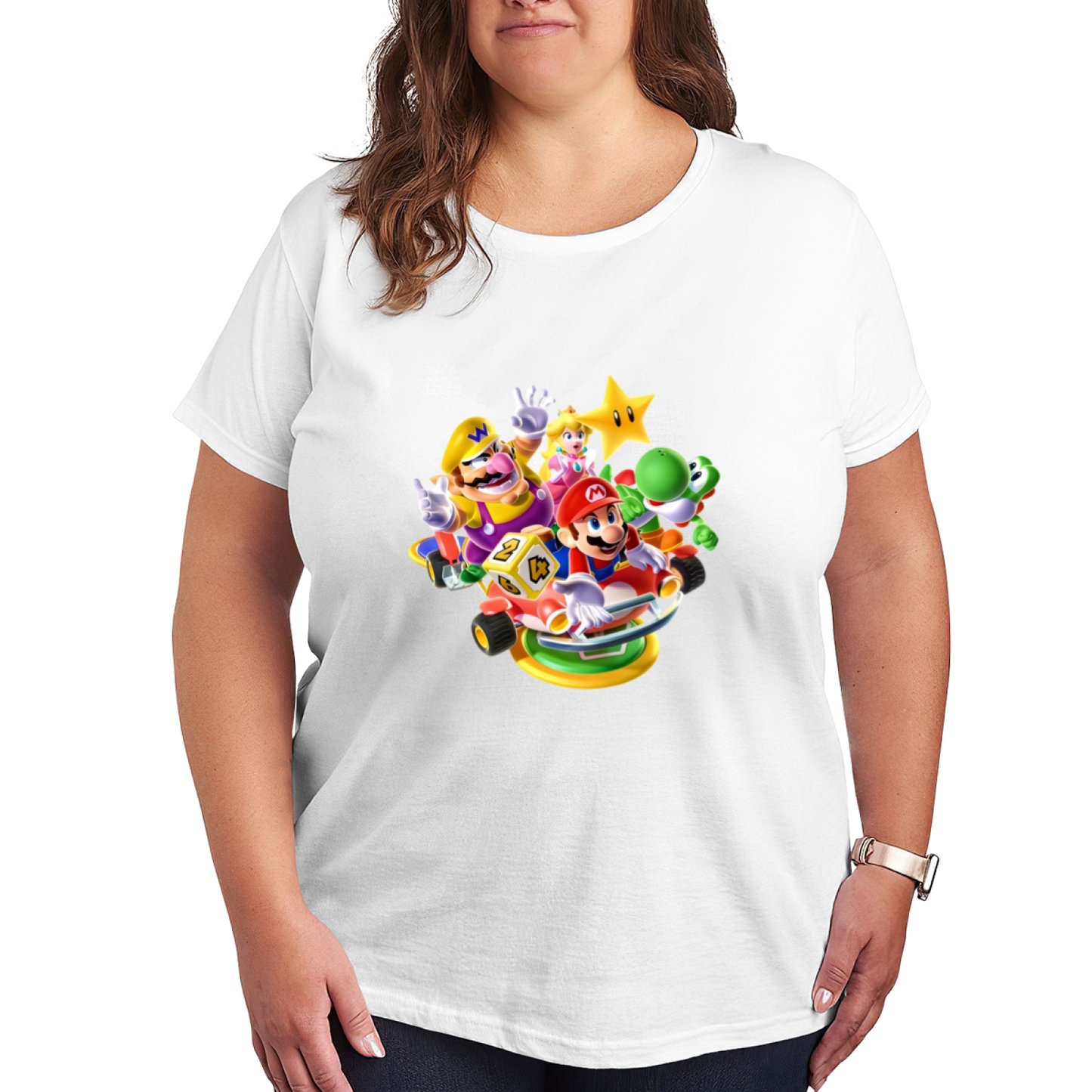 Super Mario Kart Cute Characters Graphic Plus Size Women¡¯s T-Shirt