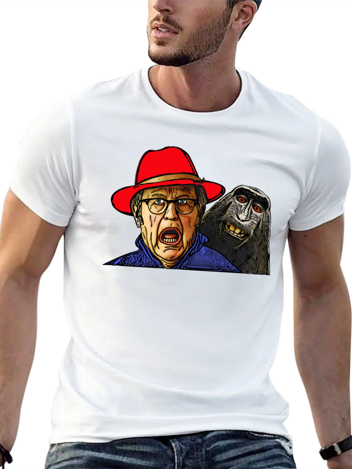 Strange Mens T-Shirt with Monkey