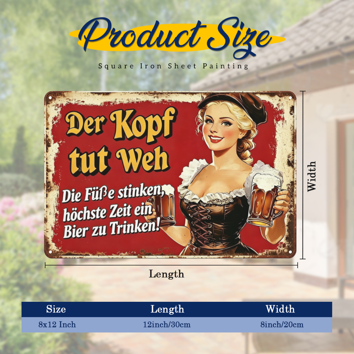 Oktoberfest Beer Girl Funny German Bar Retro Tin Wall Art