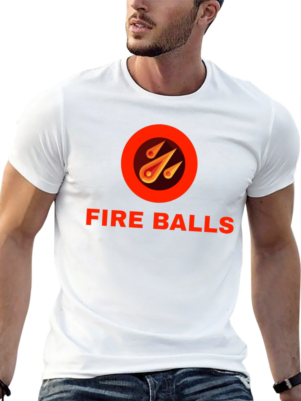 Fire Balls Graphic T-Shirt - Black Crew Neck Tee