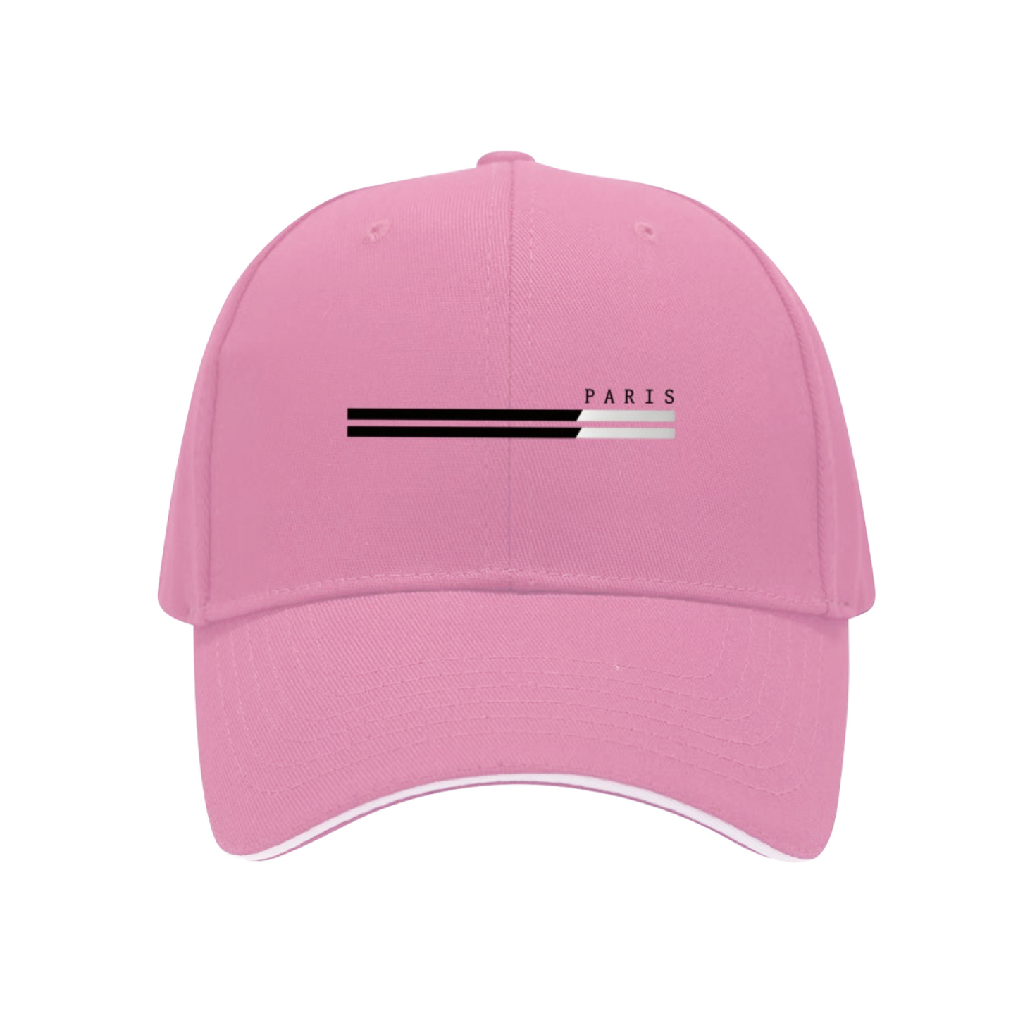 Minimal Paris Stripe Print Red Sandwich Brim Baseball Cap, Elegant City Style Sun Hat