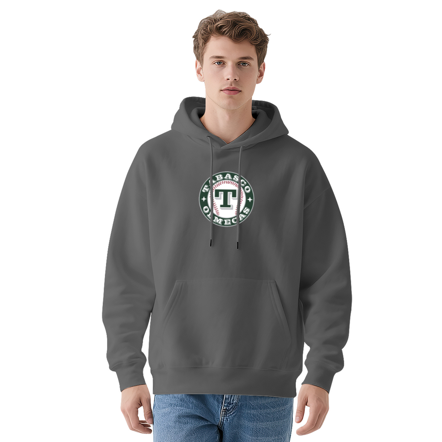 Tabasco Olmec Baseball Logo Men Hoodie, Relaxed Street Fit