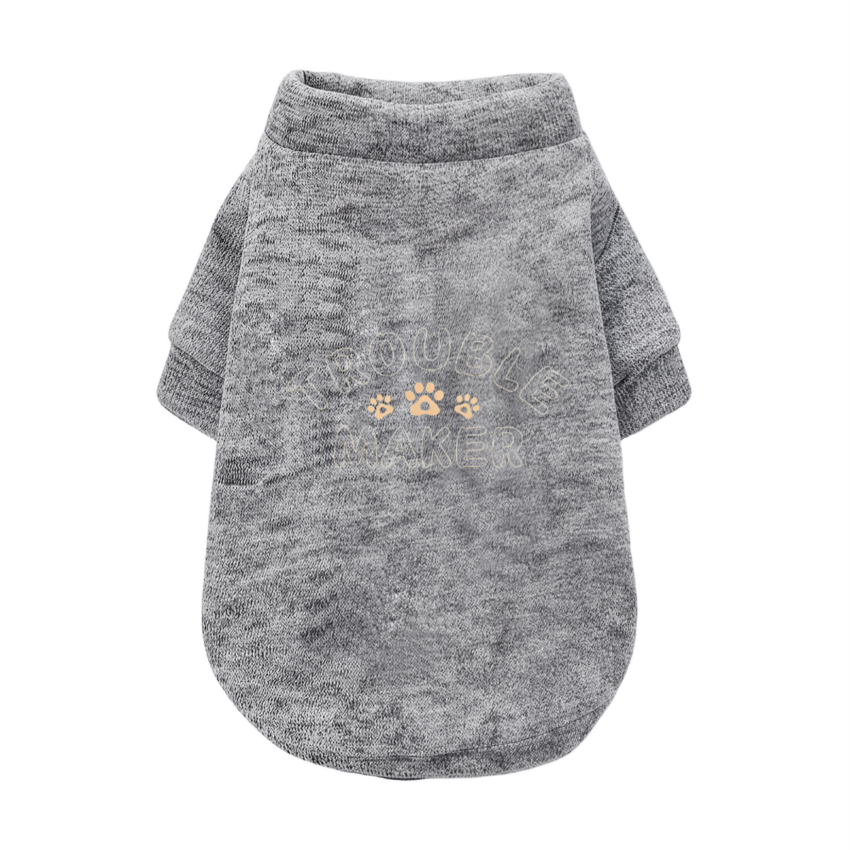 Trouble Maker Paw Print Black Pet Pullover Sweater, Funny Naughty Dog Clothes