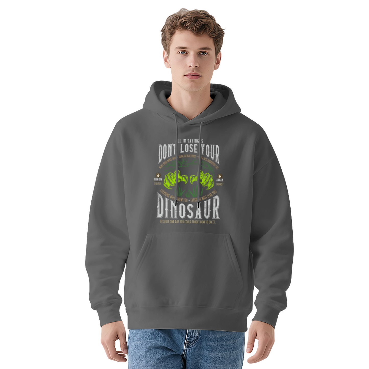 Don¡¯t Lose Your Dinosaur Vintage Gym Hoodie, Comfort Retro Sweatshirt