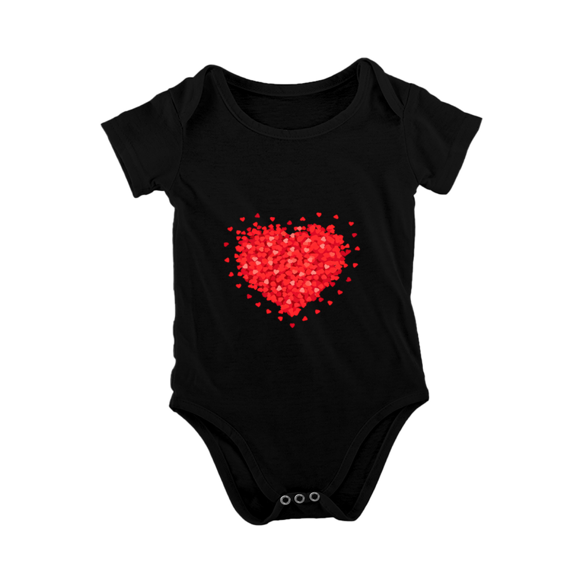 Sparkle Red Confetti Heart Minimalist White Baby Bodysuit