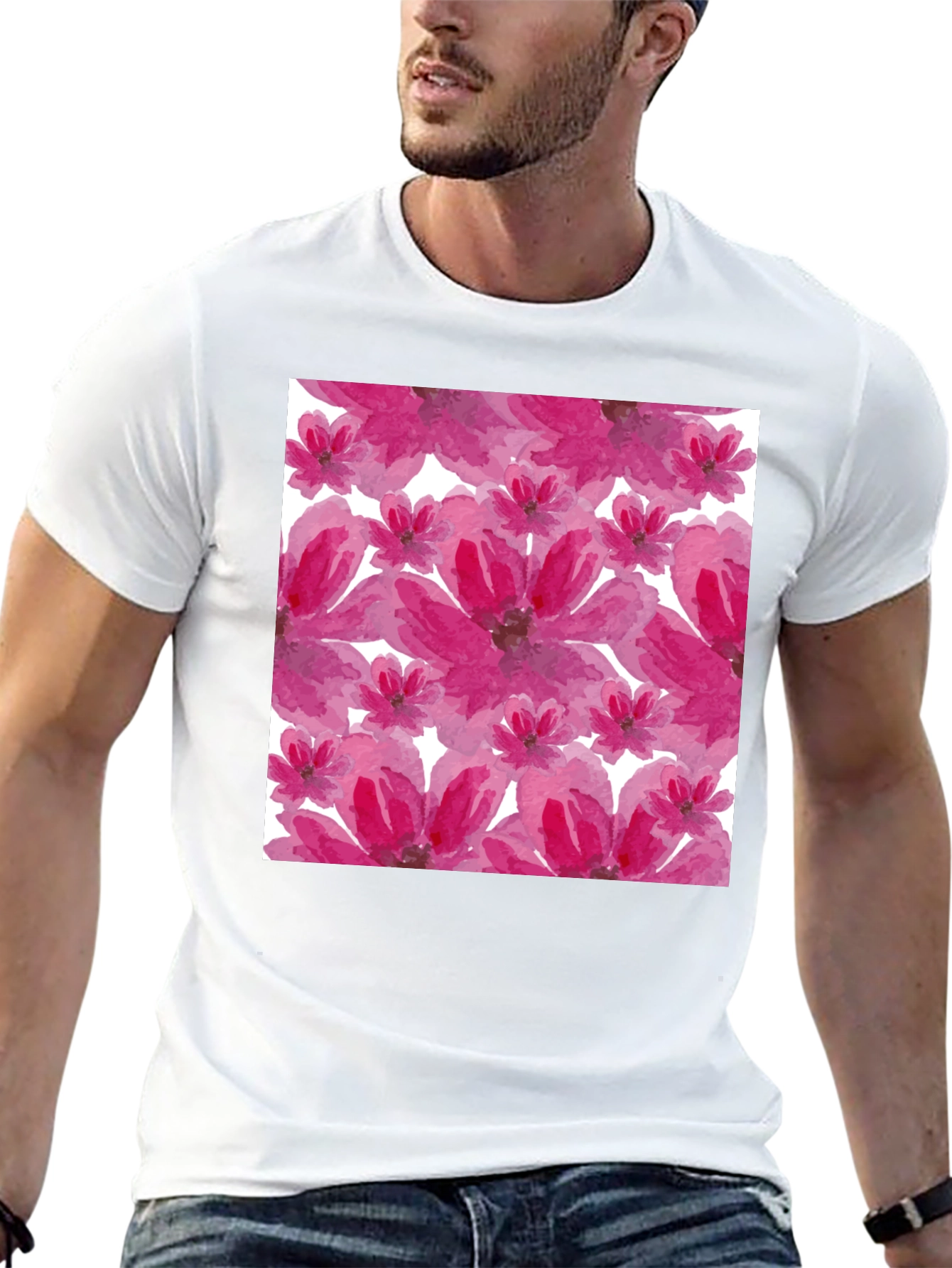 Floral Print T-Shirt - Artsy Blossom Design