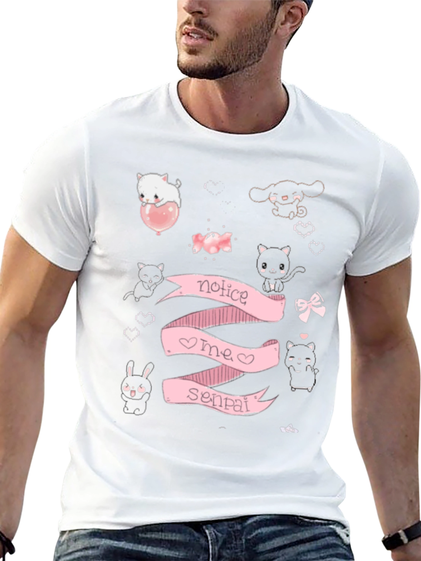 Notice Me Senpai Anime Style Graphic T-Shirt