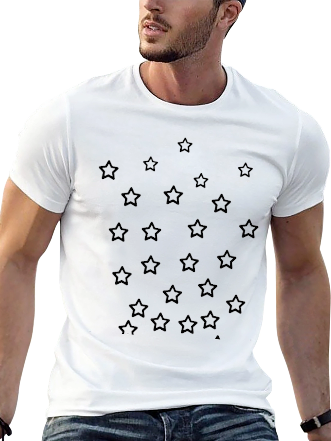 Star Pattern Black T-Shirt