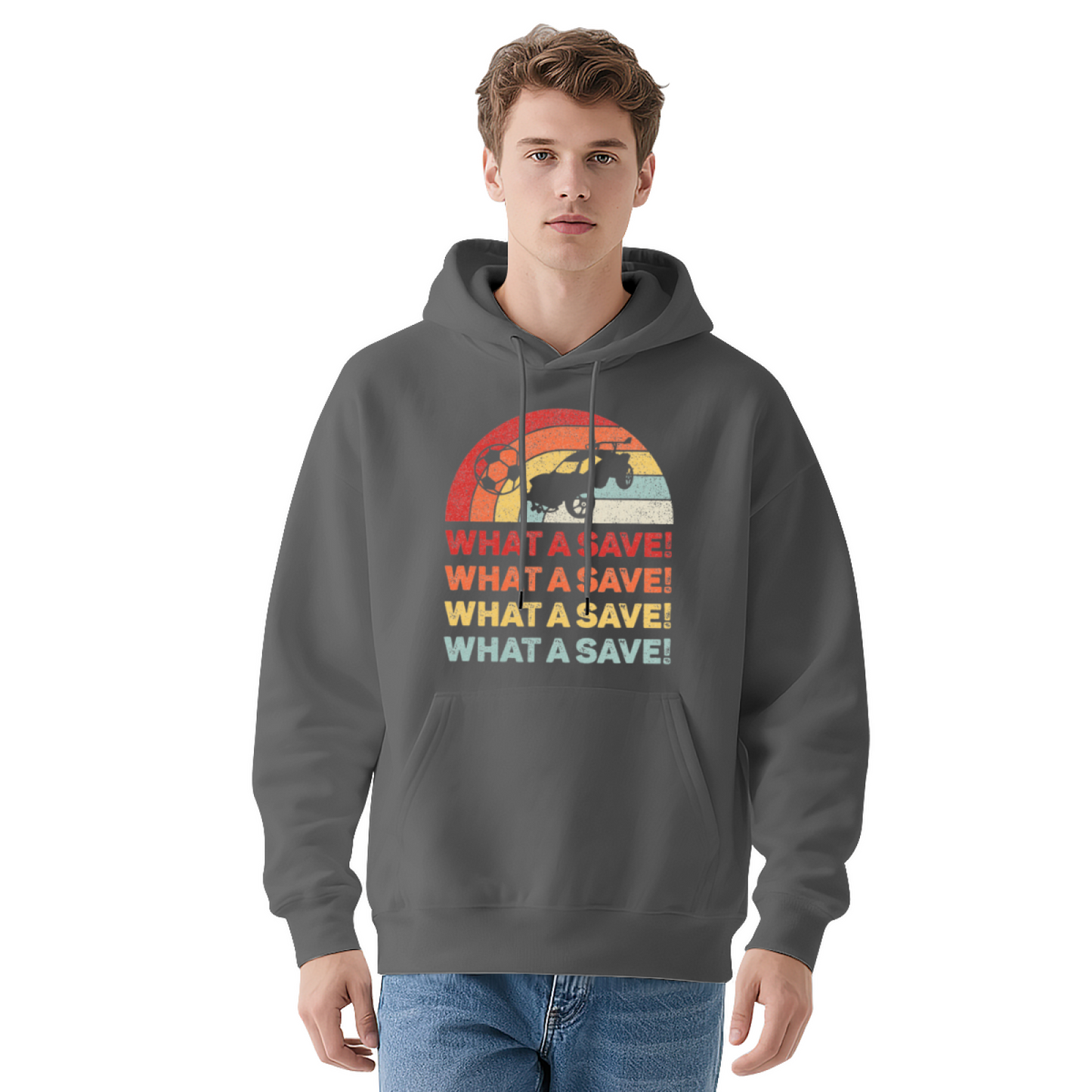 Retro What A Save Rocket Game Vintage Print Soft Hoodie, Unisex Casual Top