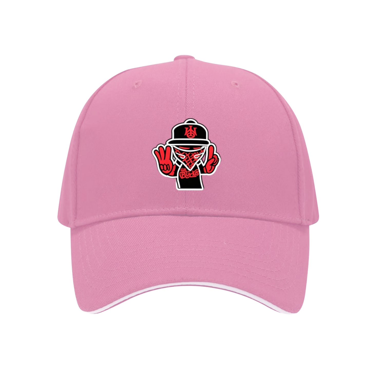 Hip Hop Gangster Cartoon Graphic Black Sandwich Baseball Cap, Streetwear Trendy Sun Hat